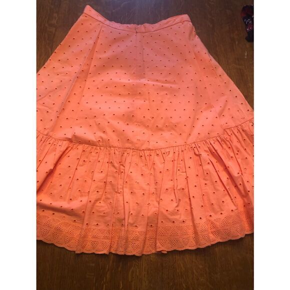 NWOT J Crew Tiered Midi Eyelet Skirt in “Neon Flame” Size 8 - Picture 7 of 10